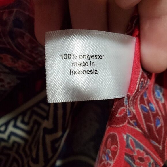 Lane Bryant Womens Blouse Top V Neck Kimono Sleeve Floral Print Red Blue 14/16. - Picture 10 of 15